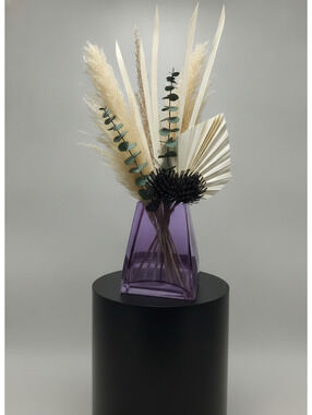 Contemporary Purple Geometric Glass Vase - Minimalist Home Decor